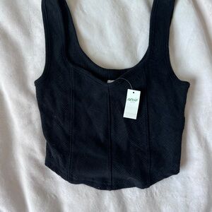 Aerie Black Ribbed Women's Top